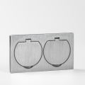BRILAGI - INBOX IP55 Rectangular Built-in Kitchen Double Socket, Silver