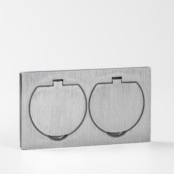 BRILAGI - INBOX IP55 Rectangular Built-in Kitchen Double Socket, Silver