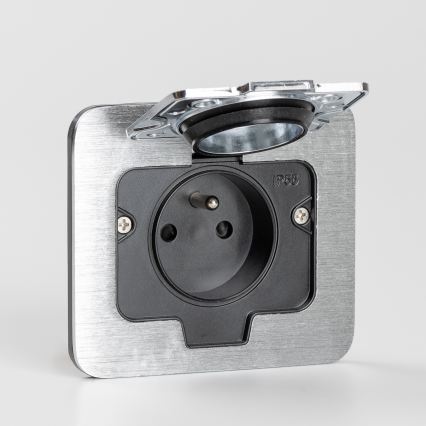 BRILAGI - INBOX Recessed Kitchen Outlet IP55, Matte Chrome, Rectangular
