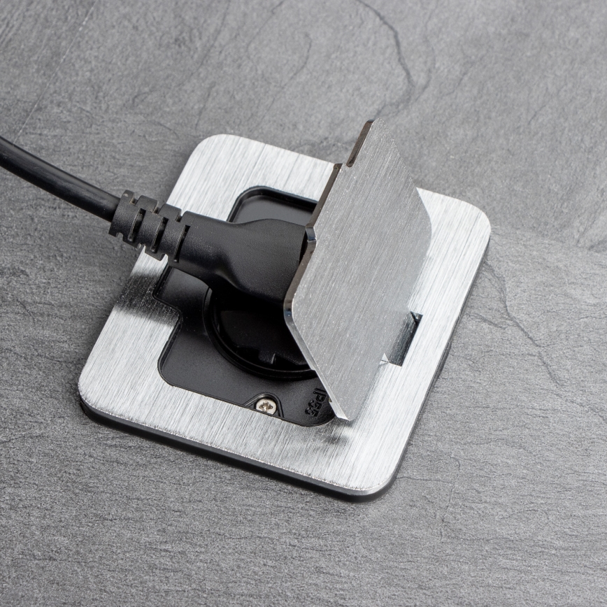 BRILAGI - INBOX Recessed Kitchen Outlet IP55, Matte Chrome, Rectangular
