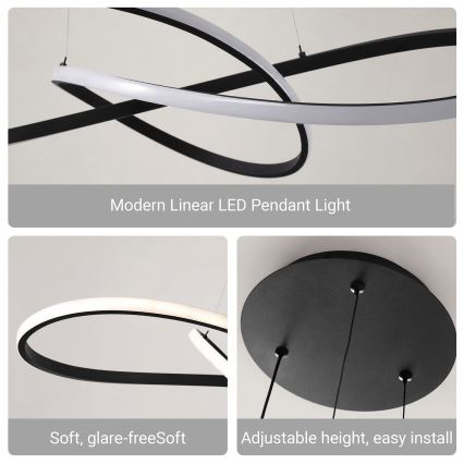 BRILAGI - INFINITY LED Dimmable Cable-Suspended Pendant LED/80W/230V 3000-6000K 80x80 cm Black + Remote Control