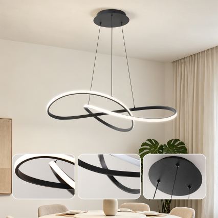 BRILAGI - INFINITY LED Dimmable Cable-Suspended Pendant LED/80W/230V 3000-6000K 80x80 cm Black + Remote Control