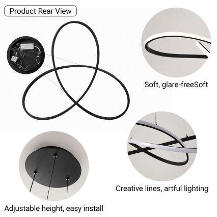 BRILAGI - INFINITY LED Dimmable Cable-Suspended Pendant LED/80W/230V 3000-6000K 80x80 cm Black + Remote Control
