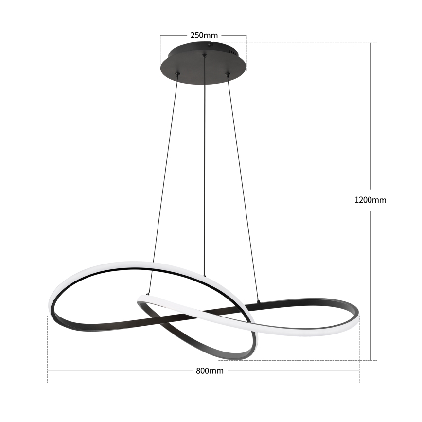 Brilagi - INFINITY LED Dimmable Cable-Suspended Pendant LED/80W/230V 3000-6000K 80x80 cm Black + Remote Control