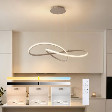 Brilagi - INFINITY LED Dimmable Cable Pendant Light LED/80W/230V 3000-6000K 80x80 cm Beige + Remote Control