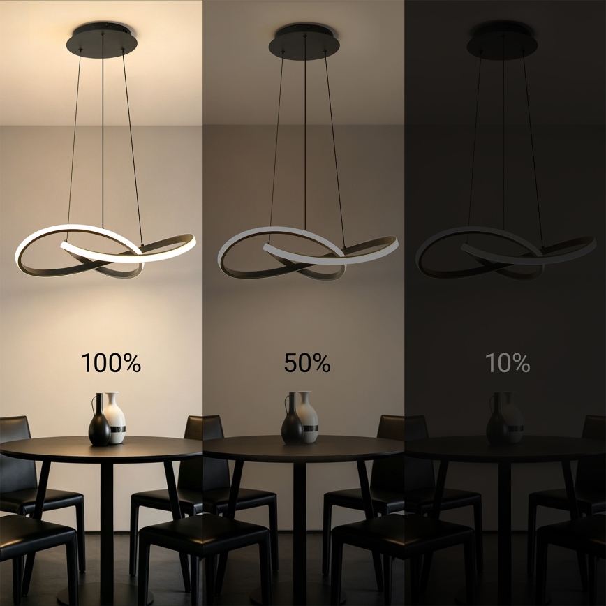 Brilagi - INFINITY LED Dimmable Pendant Light on Cable LED/55W/230V 3000–6000K 50x50 cm Black + Remote Control