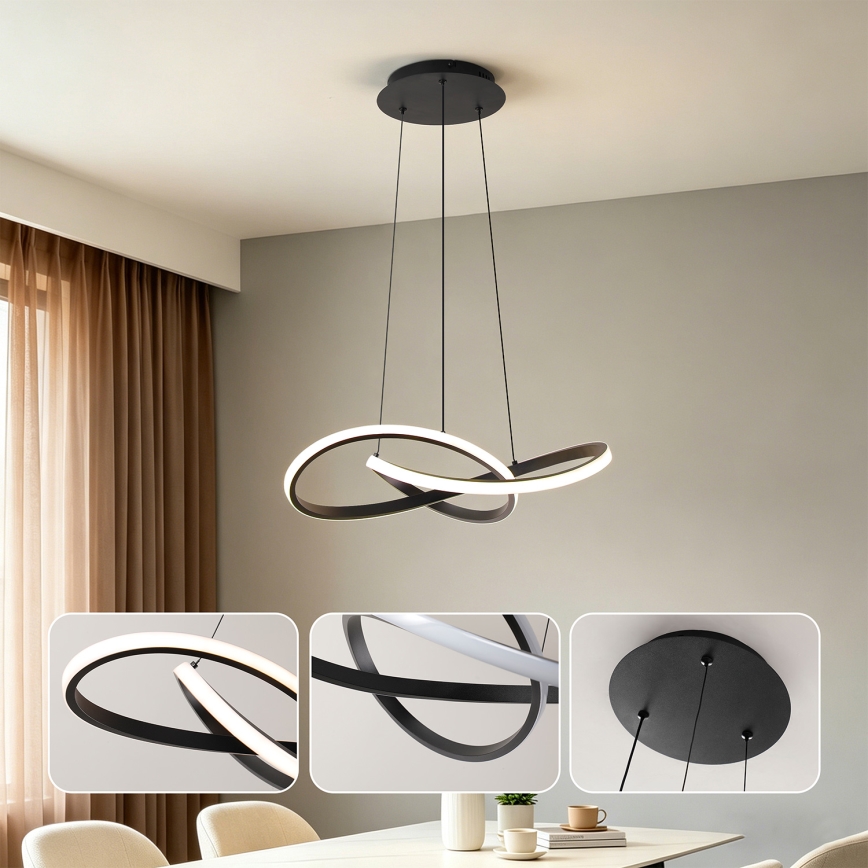 Brilagi - INFINITY LED Dimmable Pendant Light on Cable LED/55W/230V 3000–6000K 50x50 cm Black + Remote Control