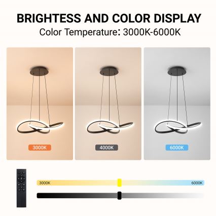 Brilagi - INFINITY LED Dimmable Pendant Light on Cable LED/55W/230V 3000–6000K 50x50 cm Black + Remote Control