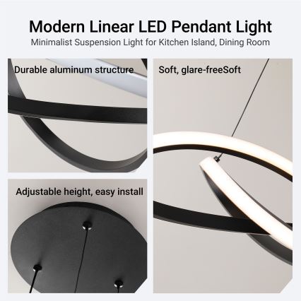 Brilagi - INFINITY LED Dimmable Pendant Light on Cable LED/55W/230V 3000–6000K 50x50 cm Black + Remote Control