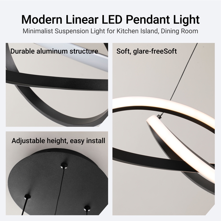 Brilagi - INFINITY LED Dimmable Pendant Light on Cable LED/55W/230V 3000–6000K 50x50 cm Black + Remote Control
