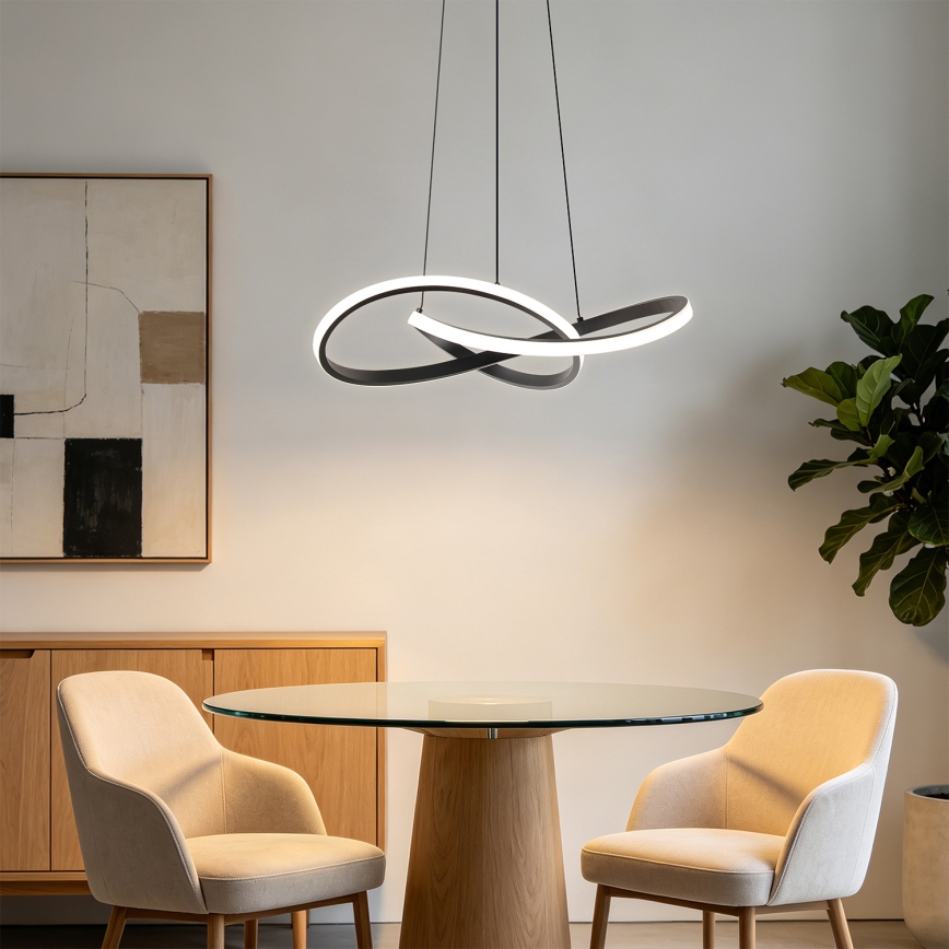 Brilagi - INFINITY LED Dimmable Pendant Light on Cable LED/55W/230V 3000–6000K 50x50 cm Black + Remote Control