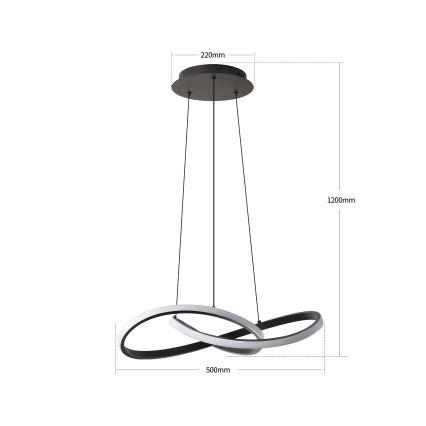 Brilagi - INFINITY LED Dimmable Pendant Light on Cable LED/55W/230V 3000–6000K 50x50 cm Black + Remote Control