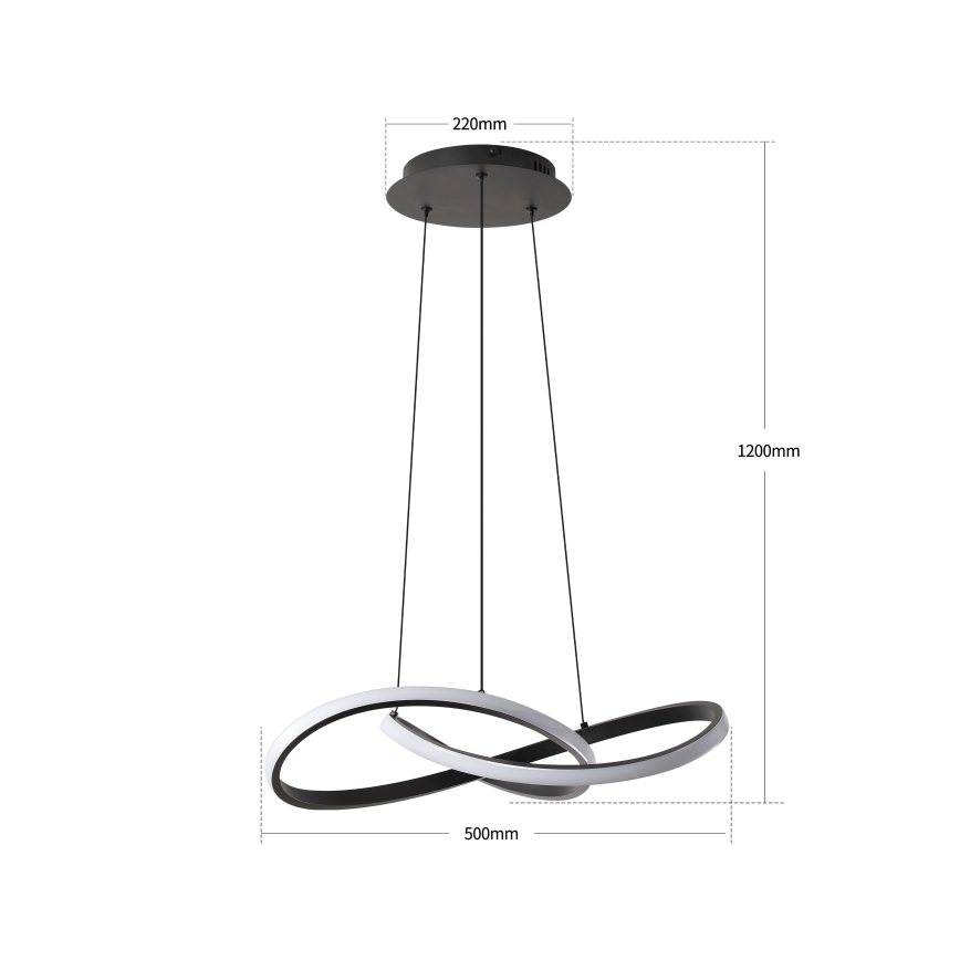 Brilagi - INFINITY LED Dimmable Pendant Light on Cable LED/55W/230V 3000–6000K 50x50 cm Black + Remote Control