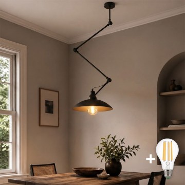 BRILAGI - IRONBEAM LED Adjustable Rod-Mounted Pendant 1xE27/60W/230V Black