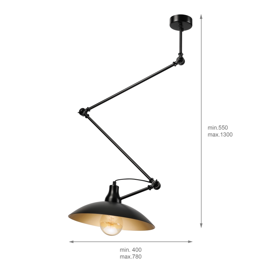BRILAGI - IRONBEAM LED Adjustable Rod-Mounted Pendant 1xE27/60W/230V Black