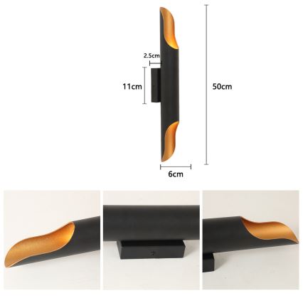 Brilagi - KALMAR Wall Light, 2xE27/40W/230V, Black/Bronze