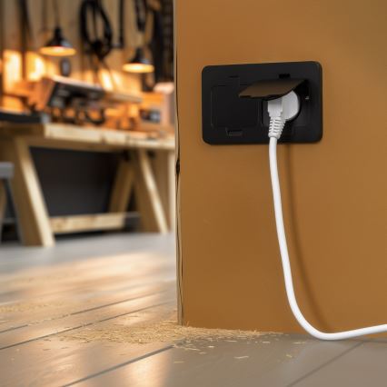 BRILAGI - Kitchen recessed double socket INBOX IP55, black, rectangular
