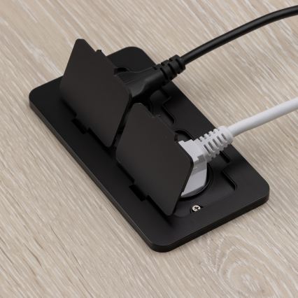 BRILAGI - Kitchen recessed double socket INBOX IP55, black, rectangular