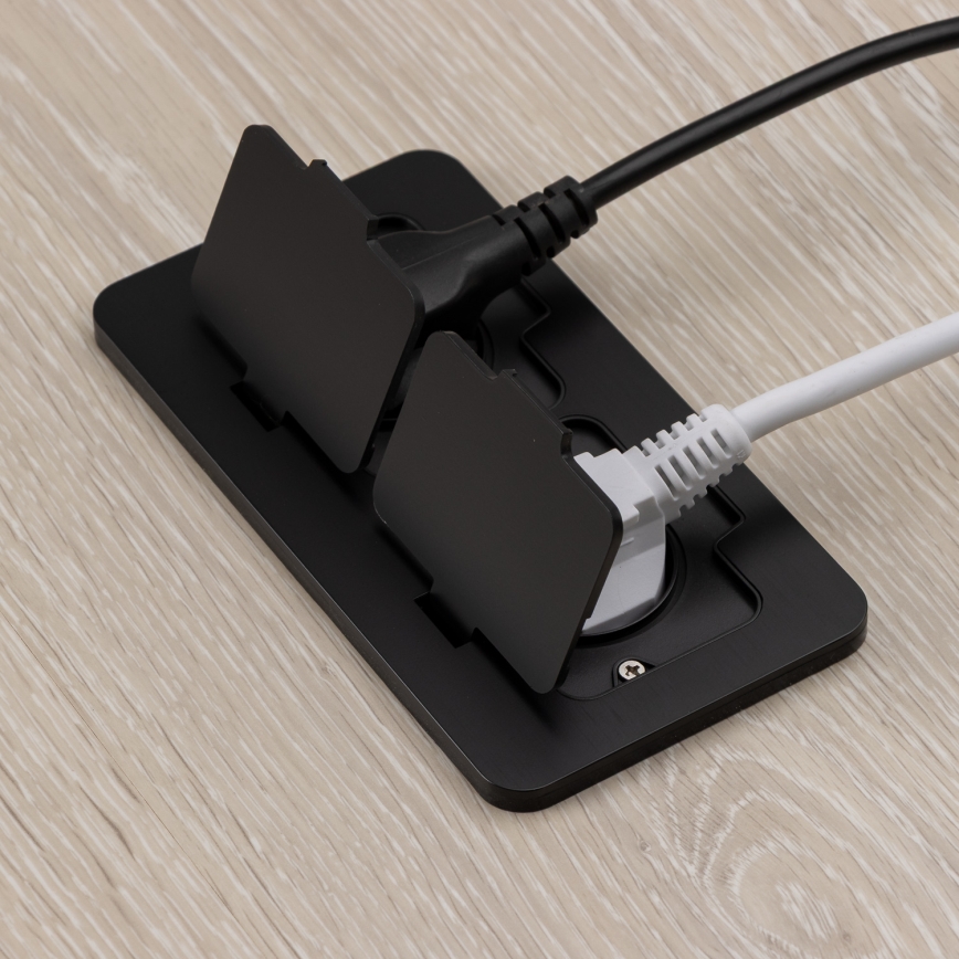 BRILAGI - Kitchen recessed double socket INBOX IP55, black, rectangular