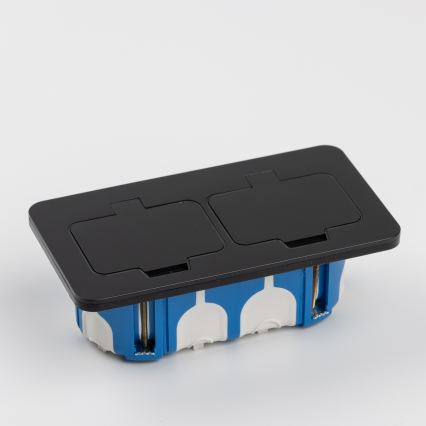 BRILAGI - Kitchen recessed double socket INBOX IP55, black, rectangular