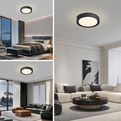 Brilagi - KREON LED dimmable ceiling light 54W/230V 3000-6000K black Ø 38 cm + remote control