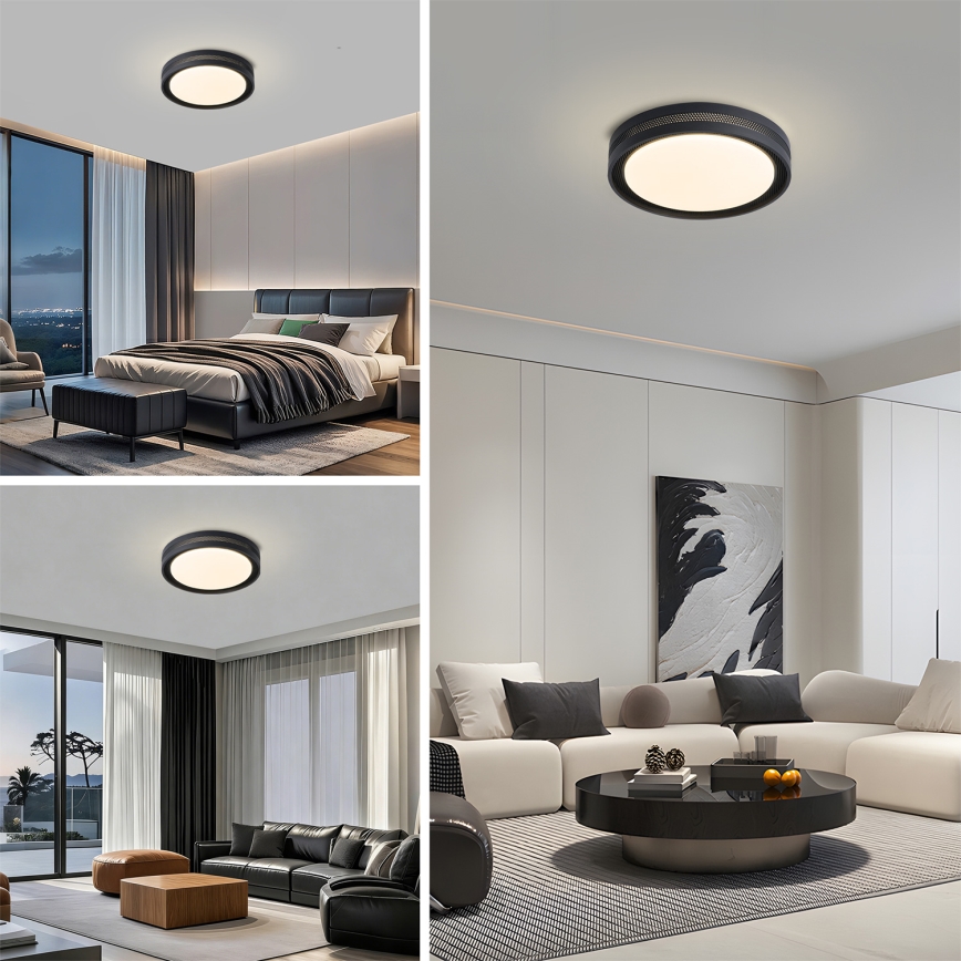 Brilagi - KREON LED dimmable ceiling light 54W/230V 3000-6000K black Ø 38 cm + remote control