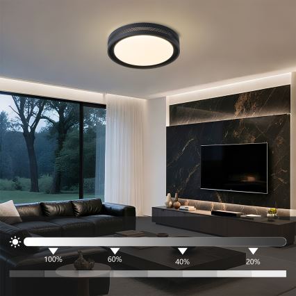 Brilagi - KREON LED dimmable ceiling light 54W/230V 3000-6000K black Ø 38 cm + remote control