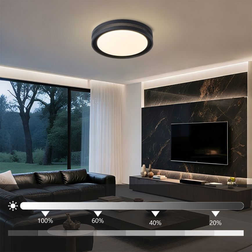 Brilagi - KREON LED dimmable ceiling light 54W/230V 3000-6000K black Ø 38 cm + remote control