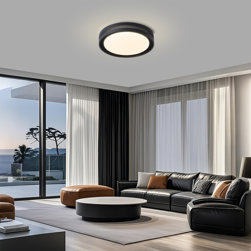 Brilagi - KREON LED dimmable ceiling light 54W/230V 3000-6000K black Ø 38 cm + remote control