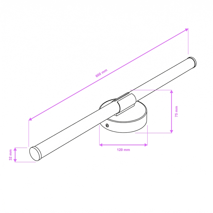 Brilagi - LARA LED Bathroom Mirror Light, 10W/230V, 60 cm, IP44, Polished Chrome