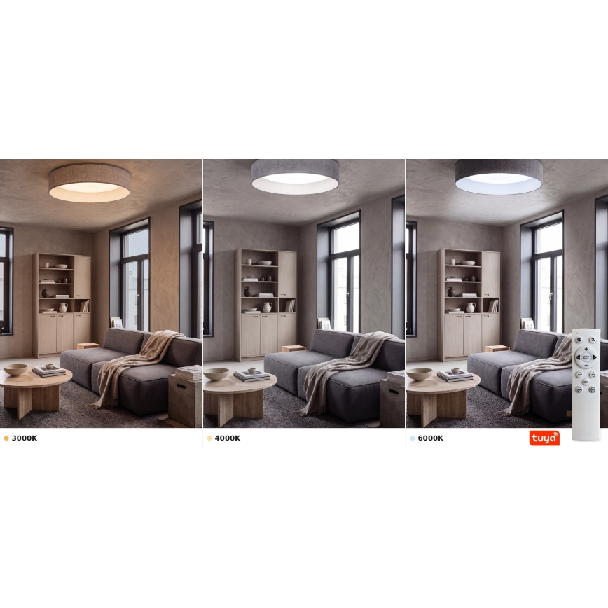 BRILAGI - VELVET SMARTIX STARS Dimmable LED Ceiling Light LED/36W/230V 3000–6000K Ø 55 cm Gray Wi‑Fi Tuya Beacon + Remote Control