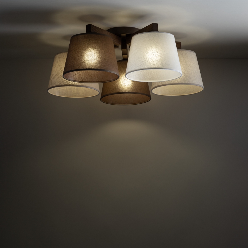 Brilagi - LATTE 5-Light Flush-Mount Chandelier, 5x E27/60W/230V, Pine/Mixed Finish