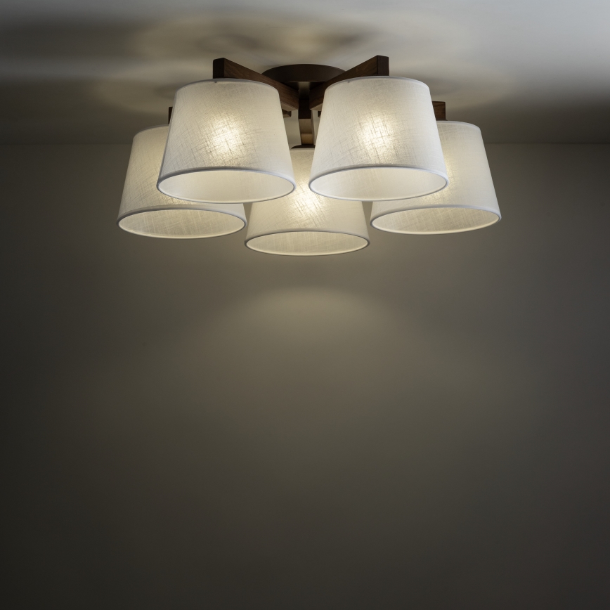 Brilagi - LATTE Flush-mount ceiling light 5xE27/15W/230V Pine/White