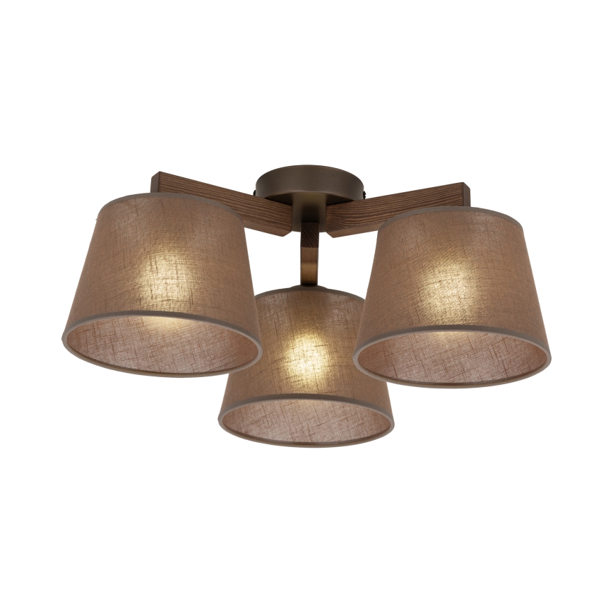 Brilagi - LATTE Flush-Mount Chandelier 3xE27/15W/230V Pine/Brown