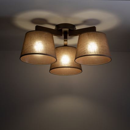 Brilagi - LATTE Flush-Mount Chandelier 3xE27/60W/230V Pine/Brown