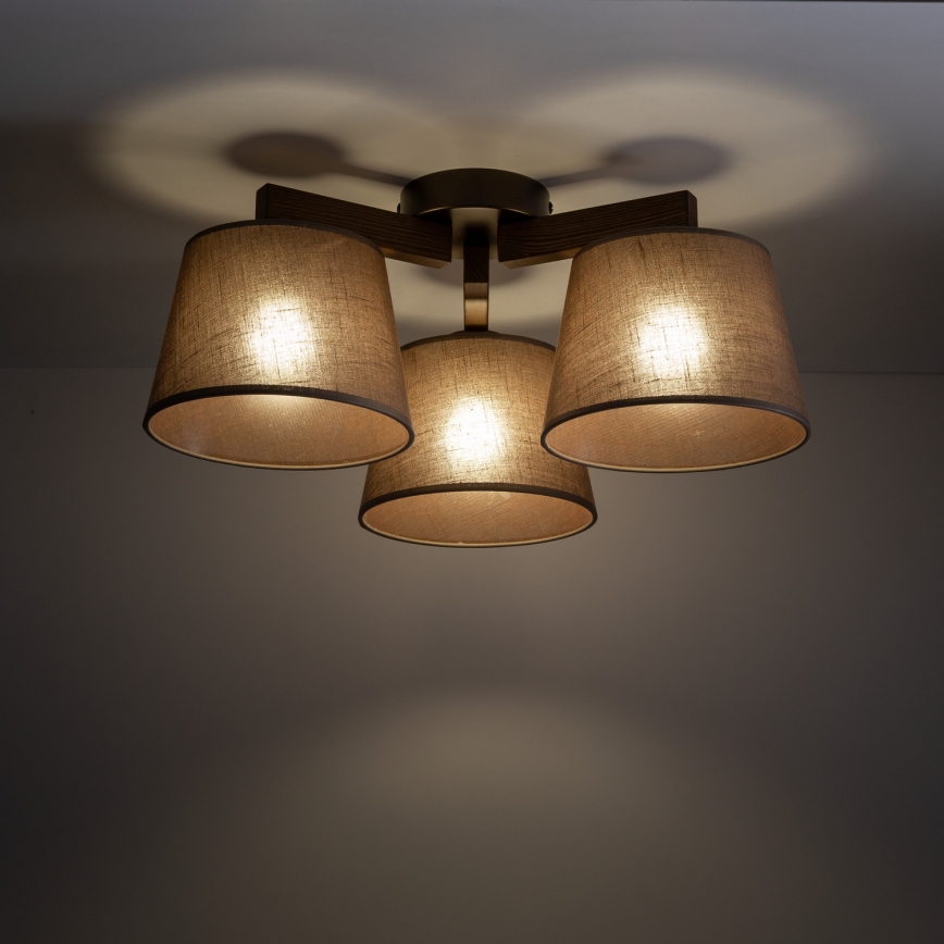 Brilagi - LATTE Flush-Mount Chandelier 3xE27/60W/230V Pine/Brown