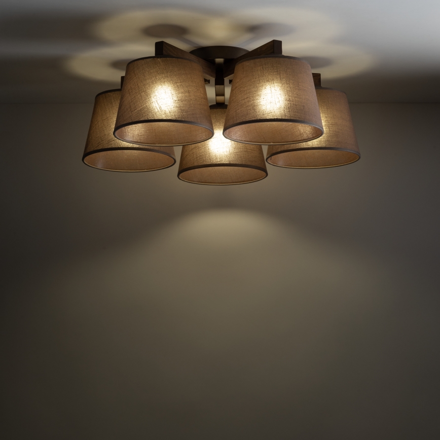 Brilagi - LATTE Flush-mount Chandelier 5xE27/15W/230V Pine/Brown