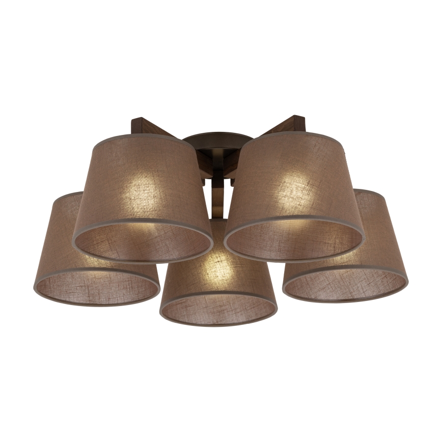 Brilagi - LATTE Flush-mount Chandelier 5xE27/60W/230V Pine/Brown