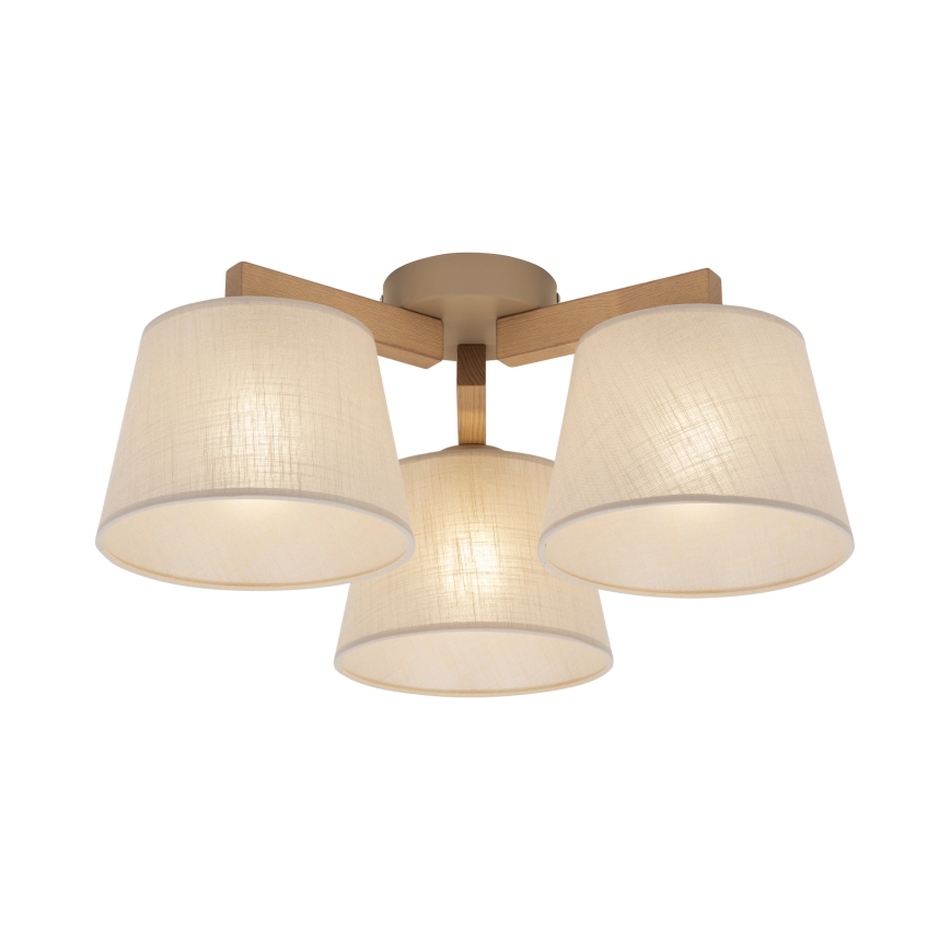 Brilagi - LATTE SABIA flush-mount chandelier 3xE27/60W/230V pine/beige