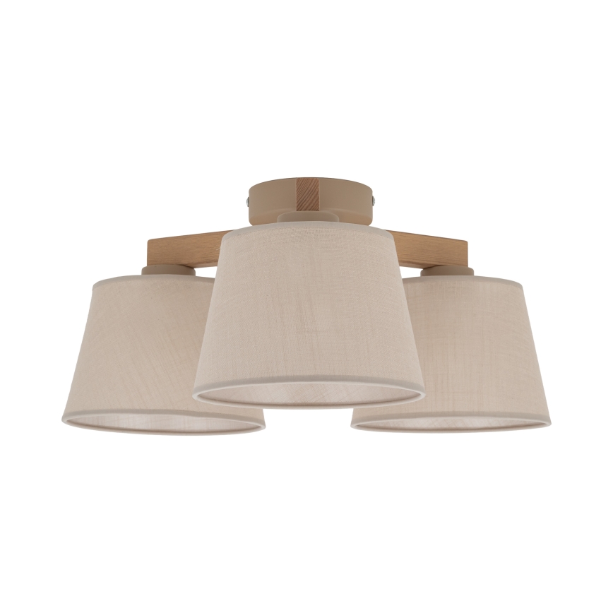 Brilagi - LATTE SABIA flush-mount chandelier 3xE27/60W/230V pine/beige