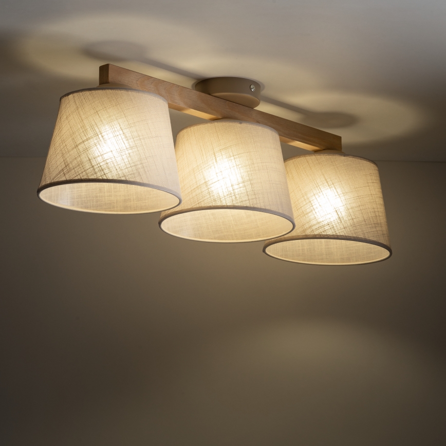 Brilagi - LATTE SABIA Flush-mounted chandelier 3xE27/60W/230V pine/beige