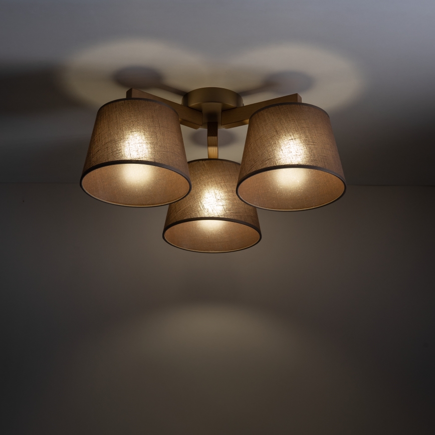 Brilagi - LATTE SABIA Flush-Mounted Chandelier 3xE27/60W/230V Pine/Brown