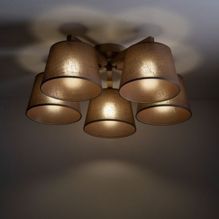 Brilagi - LATTE SABIA Flush-Mounted Chandelier 5xE27/60W/230V Pine/Brown