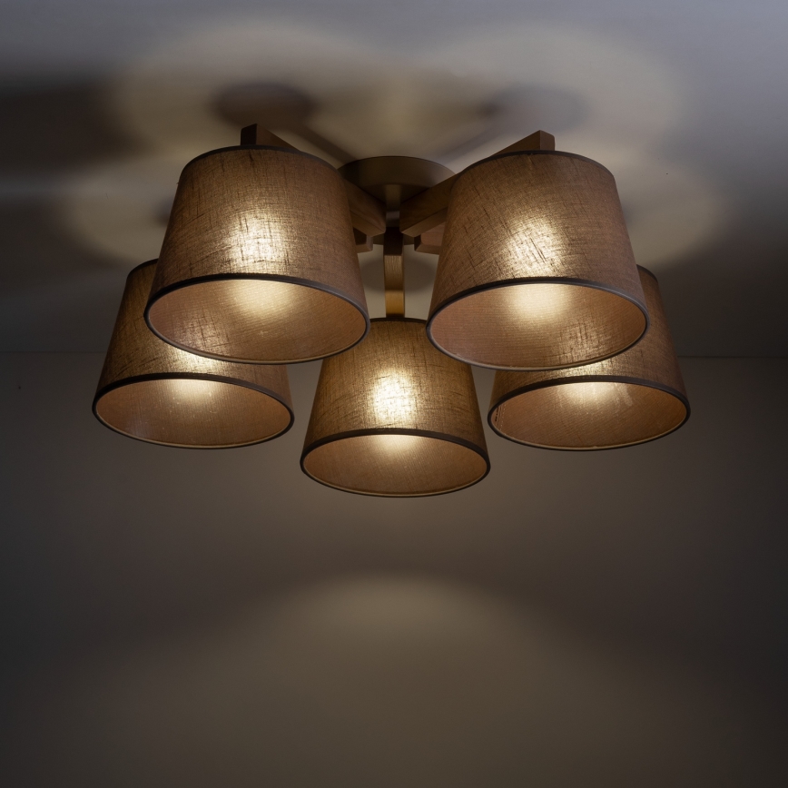 Brilagi - LATTE SABIA Flush-Mounted Chandelier 5xE27/60W/230V Pine/Brown