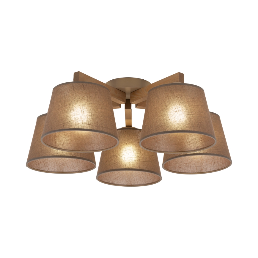 Brilagi - LATTE SABIA Flush-Mounted Chandelier 5xE27/60W/230V Pine/Brown