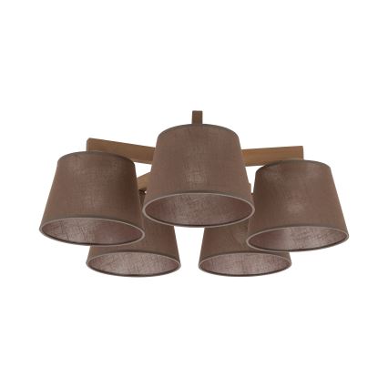 Brilagi - LATTE SABIA Flush-Mounted Chandelier 5xE27/60W/230V Pine/Brown