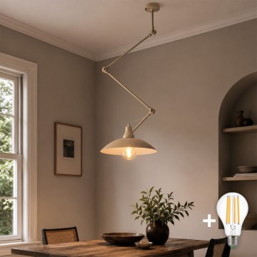 BRILAGI - LED Adjustable Rod-Mounted Pendant IRONBEAM 1xE27/60W/230V beige