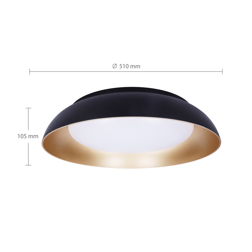 Brilagi - ALVA Dimmable LED Ceiling Light LED/48W/230V 3000-6500K Ø 51 cm Black + Remote Control