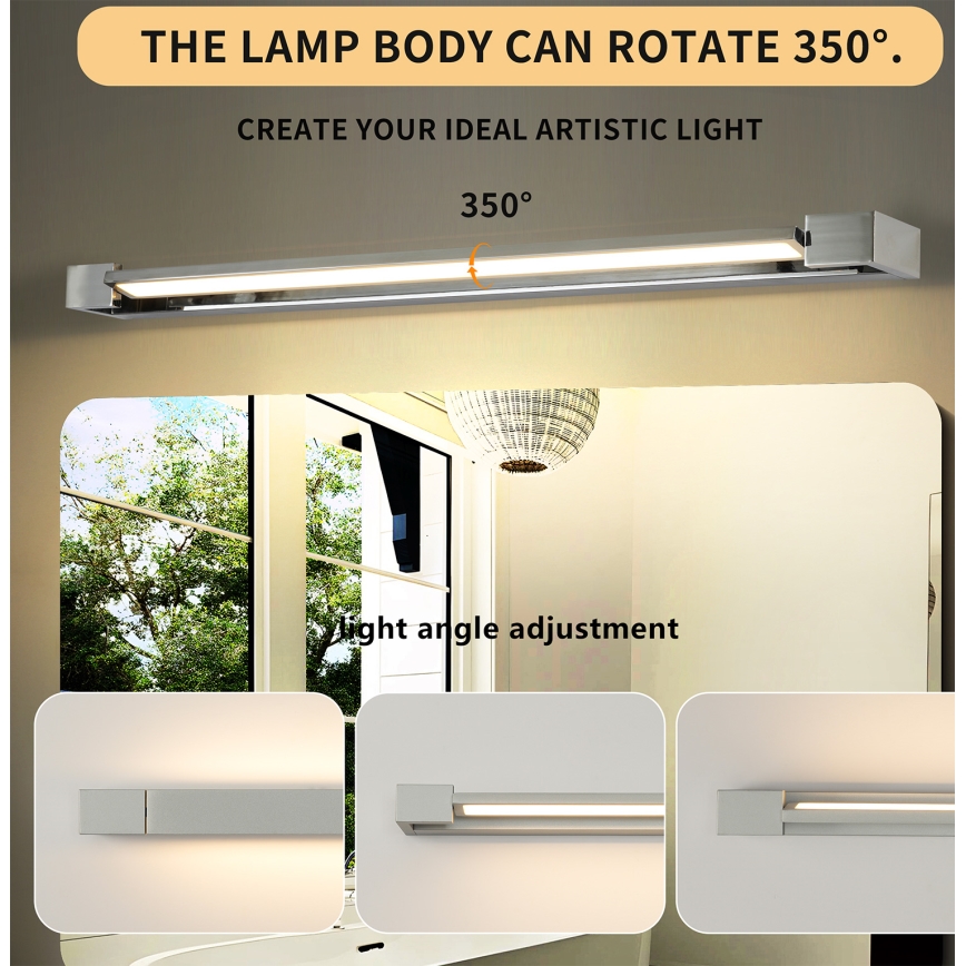 Brilagi - AQUA LINE LED Bathroom Mirror Light, 24W/230V, 90 cm, IP44, Polished Chrome, CRI 90