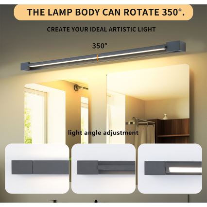 Brilagi - AQUA LINE Bathroom Mirror LED Light 36W/230V 120 cm IP44 Anthracite CRI 90